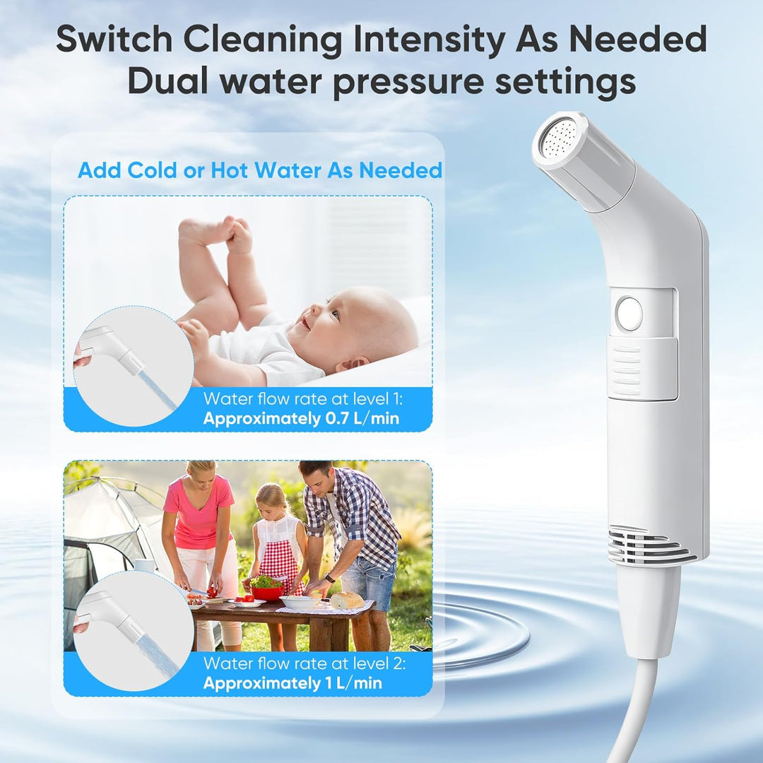 Elektrisches Reise Bidet 2.3L, Electric Bidet Mobiles Portable Bidet mit 1.2M Schlauch, Tragbar für