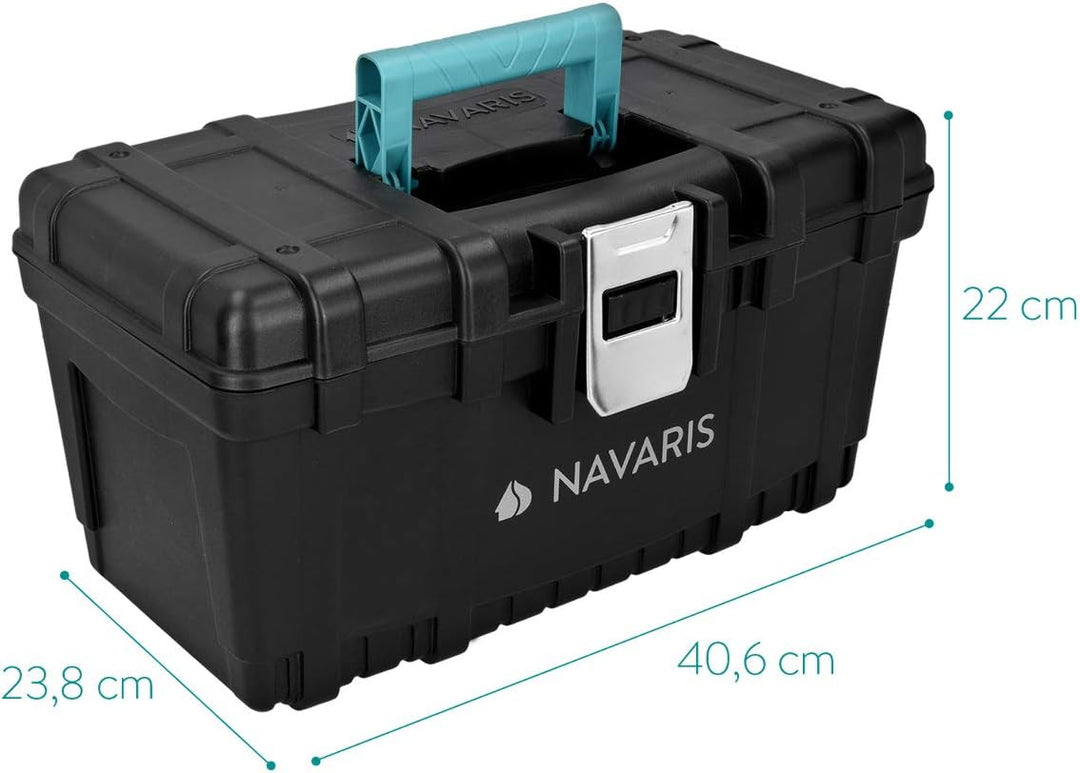 Navaris Werkzeugkasten 16" Box leer - 40,6 x 23,8 x 22cm - 19 Liter Volumen - mit einer Stahlschlies