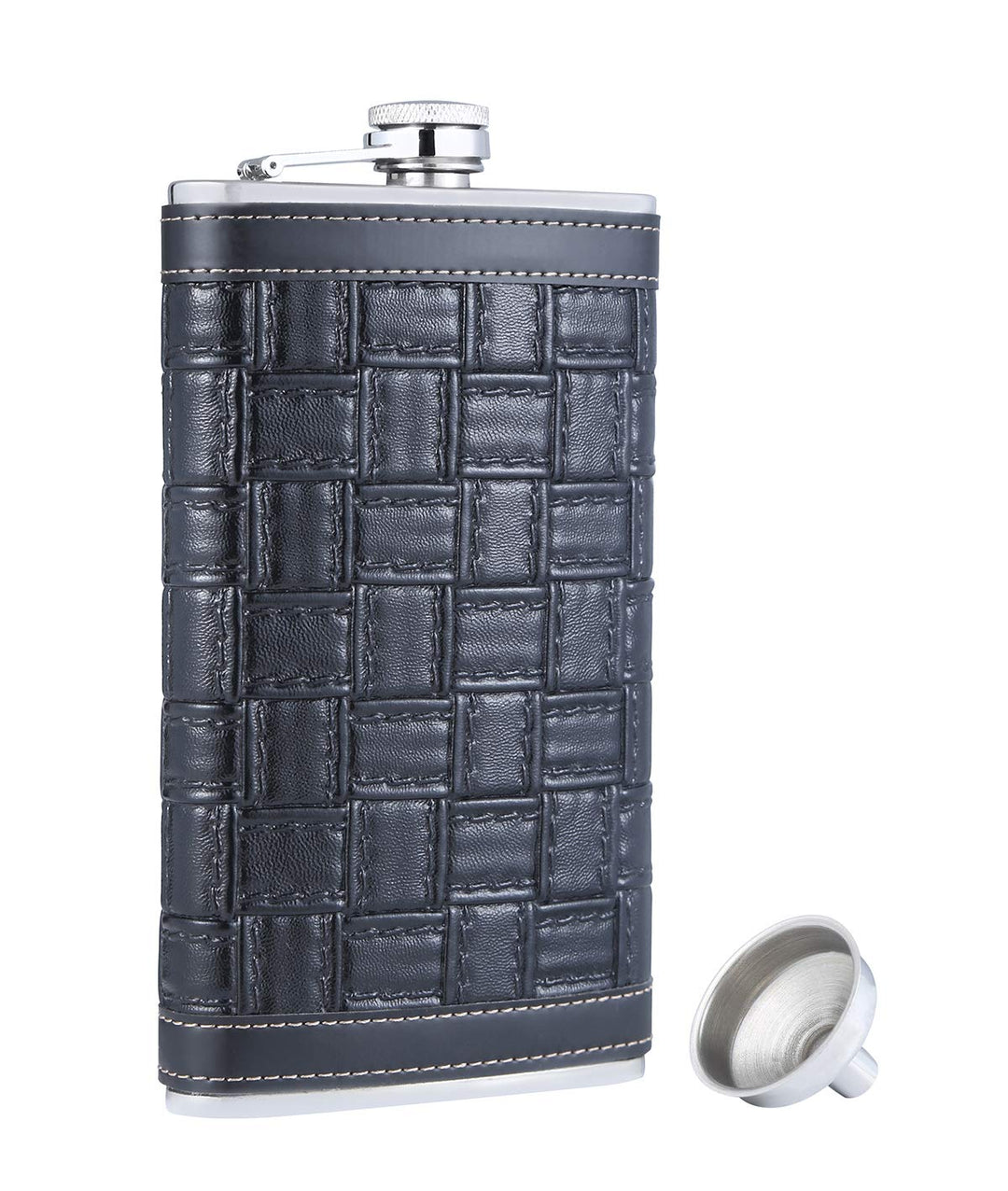 TANEAXON Flachmann mit Trichter und Box aus Edelstahl und auslaufsicher, quadratisch, 340 ml 12 oz F