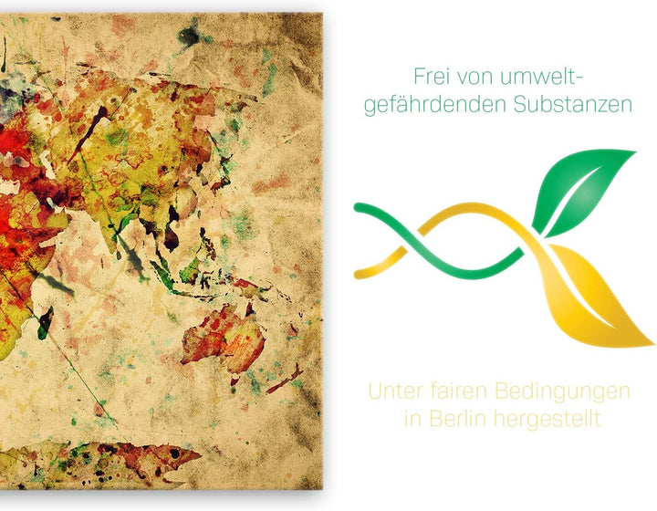 ge Bildet Bild auf Leinwand | Weltkarte Retro in Vintage Deko - Abstrakt A in 70x50 cm als Wandbild