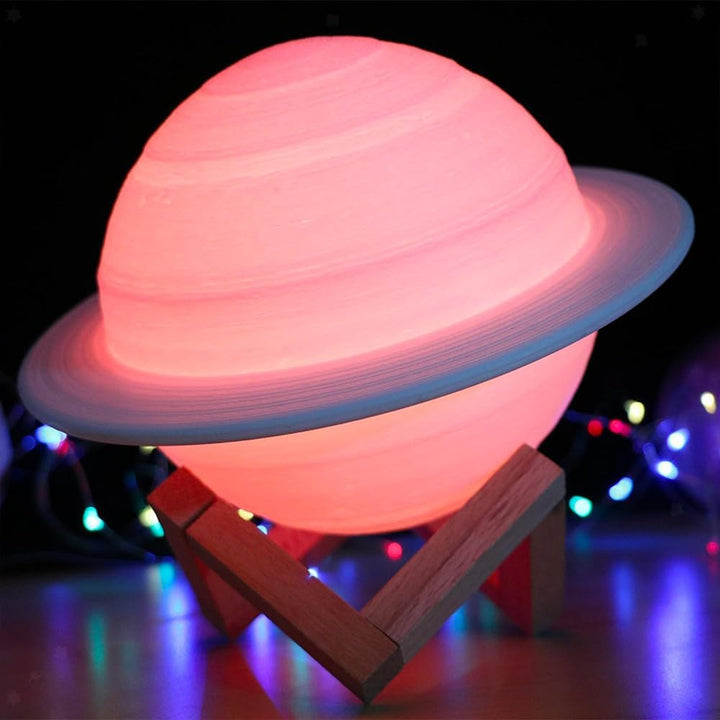 Luftbefeuchter in Form eines Planeten mit Ständer - Luftbefeuchter mit LED-Licht mit wechselbaren Fa