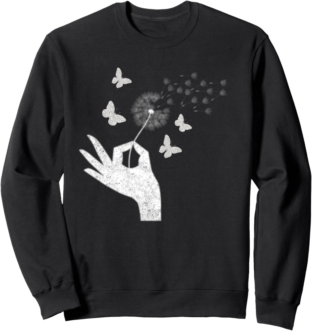 Pusteblume Löwenzahn Silhouette Wunscherfüller Schmetterling Sweatshirt