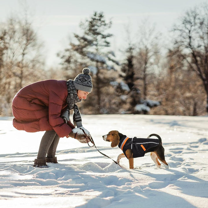 FEimaX Hundemantel Wasserdicht Winddichte Winter Fleece Hundejacke mit Geschirr Hund Wintermantel Wa