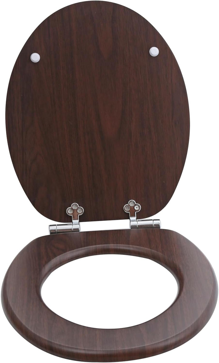 sanicomfort WC Sitz Wood dark, MDF Holzkern, mit Absenkautomatik, Toilettensitz mit Klodecken, Klobr