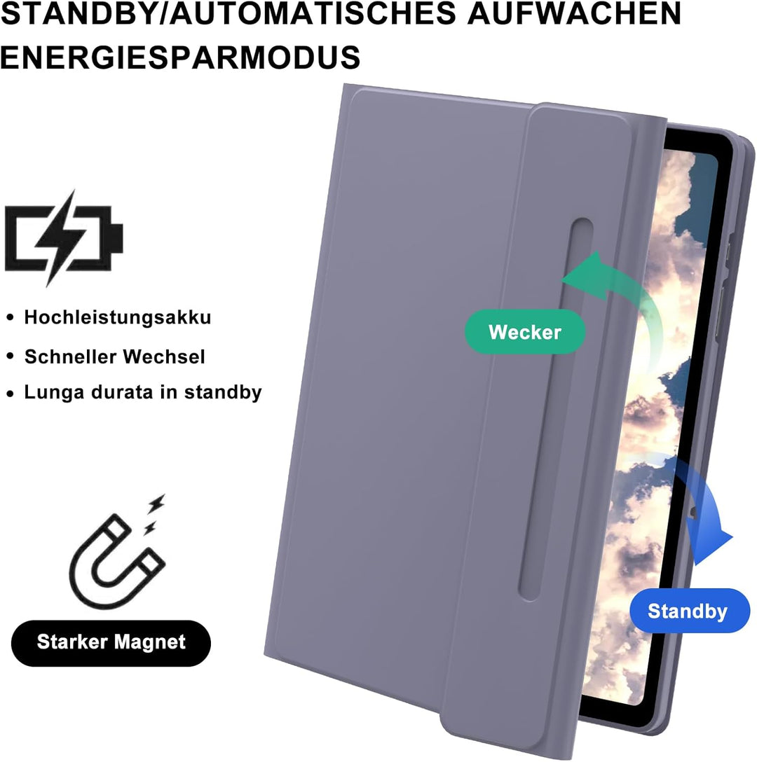Tastatur Hülle für Samsung Galaxy Tab A9 8.7'' 2023, QWERTZ Deutsches Tastatur Magnetische Wireless
