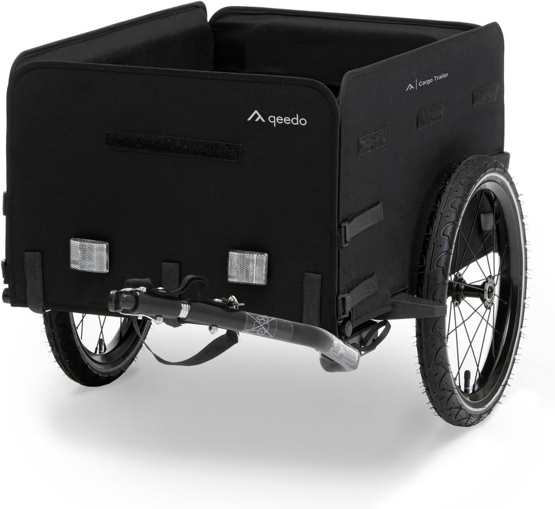 qeedo Cargo Trailer Fahrradanhänger Lastenanhänger, Fahrrad Transportanhänger, klappbar Schwarz, Sch