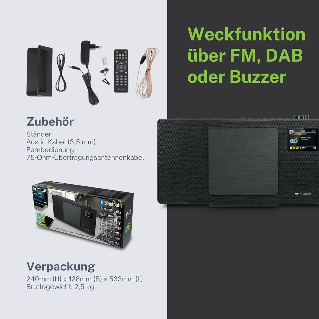 MUSE M-65 DBT Kompakt-System DAB+ - CD-Player - Bluetooth - AUX, USB 2X RCA Buchsen