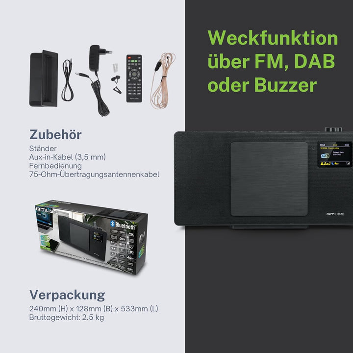 MUSE M-65 DBT Kompakt-System DAB+ - CD-Player - Bluetooth - AUX, USB 2X RCA Buchsen
