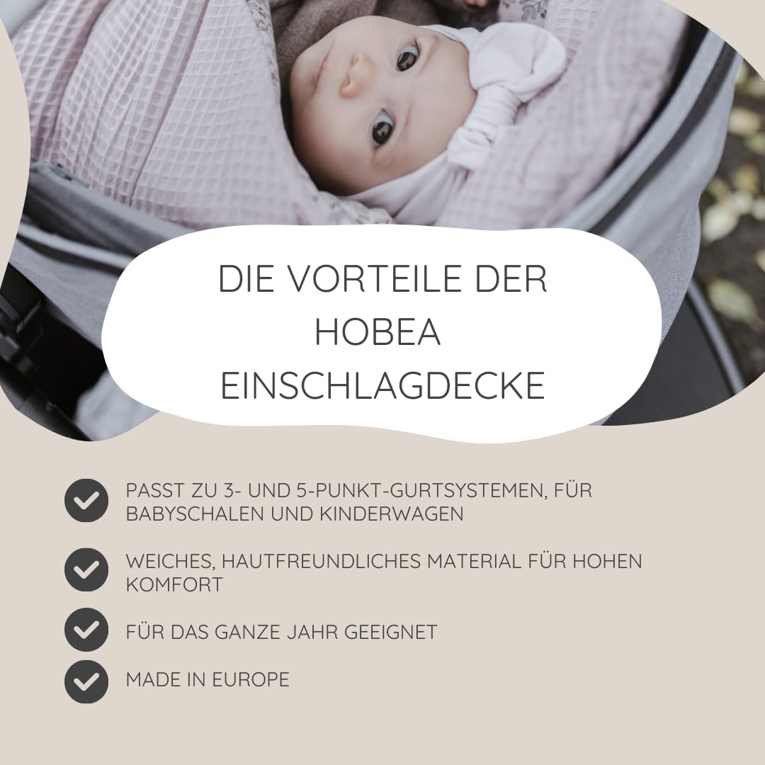 HOBEA-Germany Baby Einschlagdecke aus Bio-Baumwolle – Decke für Babys, Passend für 3- und 5-Punkt-Gu