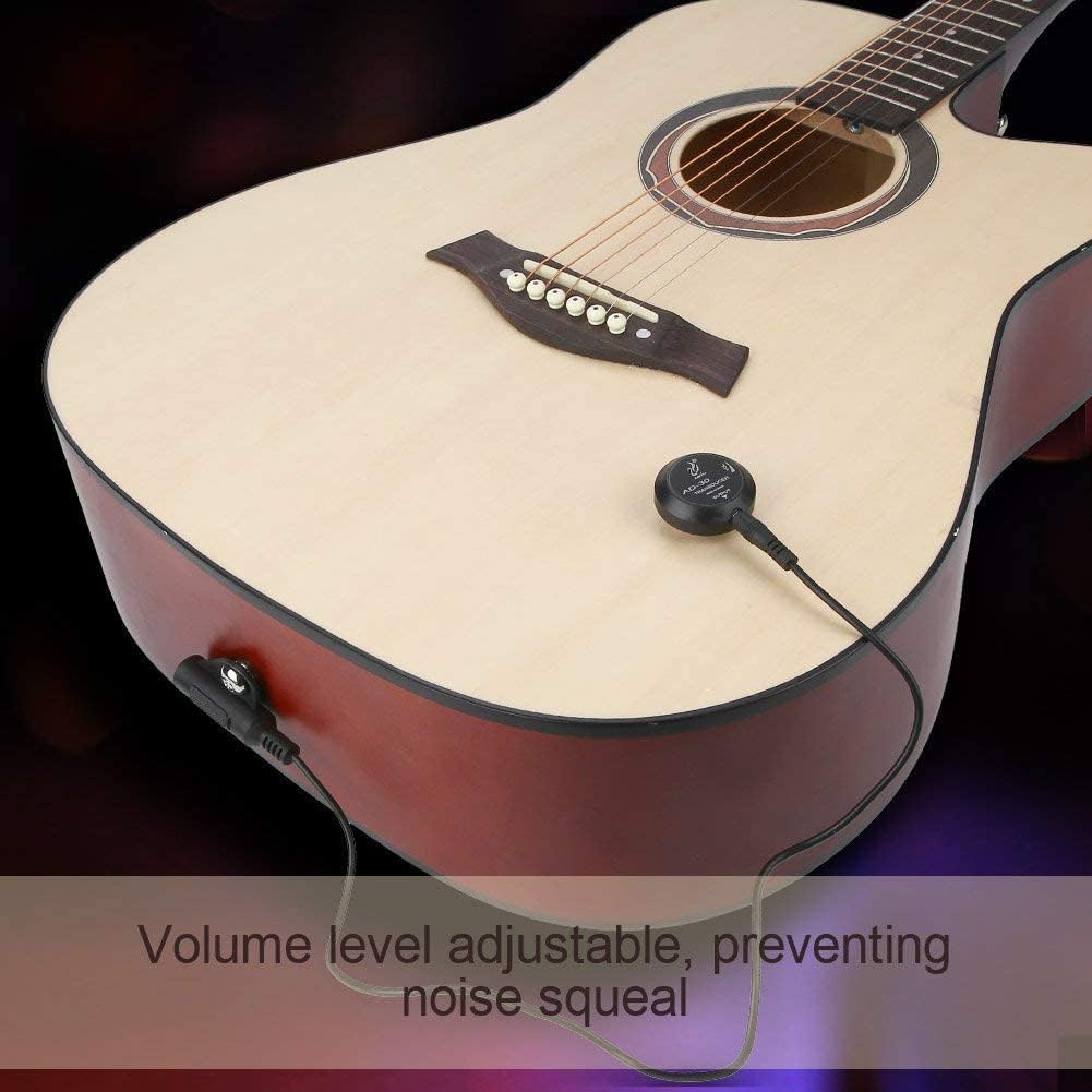Gitarren-Pickup-Wandler,Schwarz Mini Piezo Pickup Kontakt Mikrofon Wandler Gitarre Zubehör für Akust