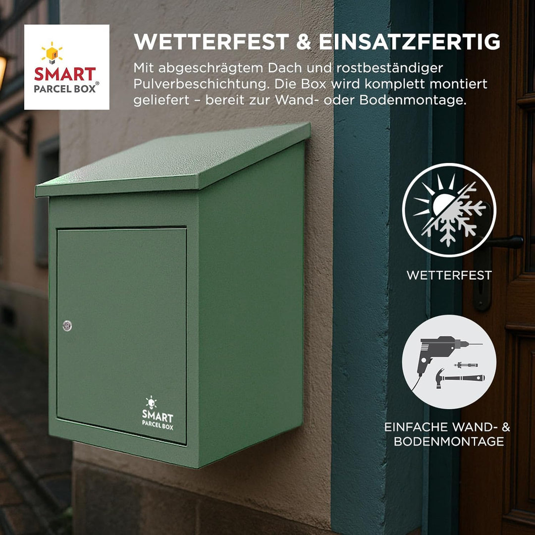 SMART PARCEL BOX Paketbox, Paketbriefkasten Wandmontage, Briefkasten mit Paketfach, Postbox für Pake