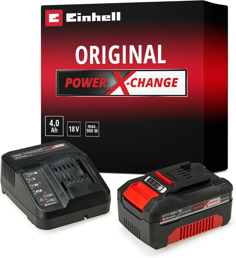 Original Einhell Starter Kit 4,0 Ah Akku und Ladegerät Power X-Change (Li-Ion, 18 V, 75 min Ladezeit