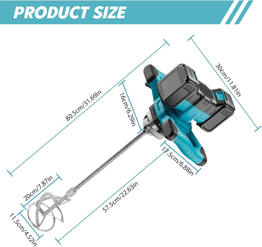 Akku Farbmörtelrührer Kompatibel mit Makita Batterie, 3200W Mehrzweck Brushless Betonrührer mit Rühr