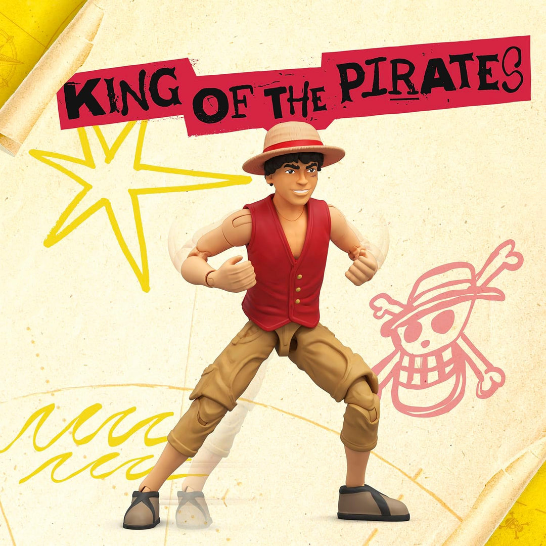 One Piece Actionfigur Monkey D. Ruffy, 15 cm, mit 6 Zubehörteilen, enthält austauschbare Arme und Be