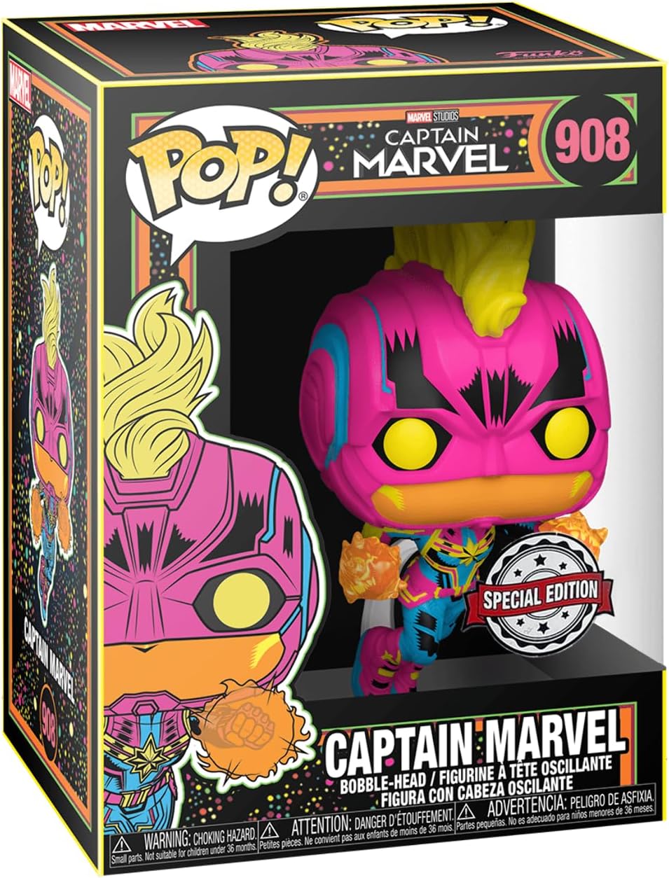 Funko POP! Marvel: Black Light - Captain Marvel 908