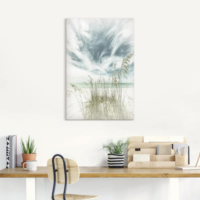 ARTland Leinwandbilder Wandbild Bild auf Leinwand 40x60 cm Strandbild Meer Gräser Himmel Strand Somm