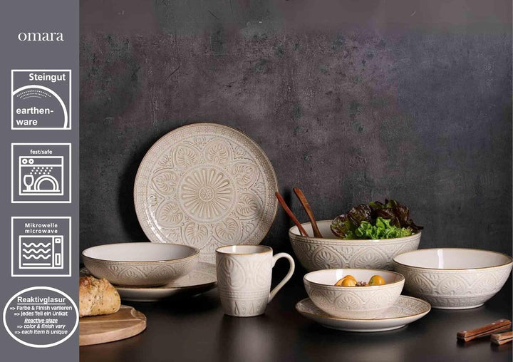 Ritzenhoff & Breker Omara Suppenteller 4er Set, 20 cm, Essteller mit orientalischer Relief-Ornamenti