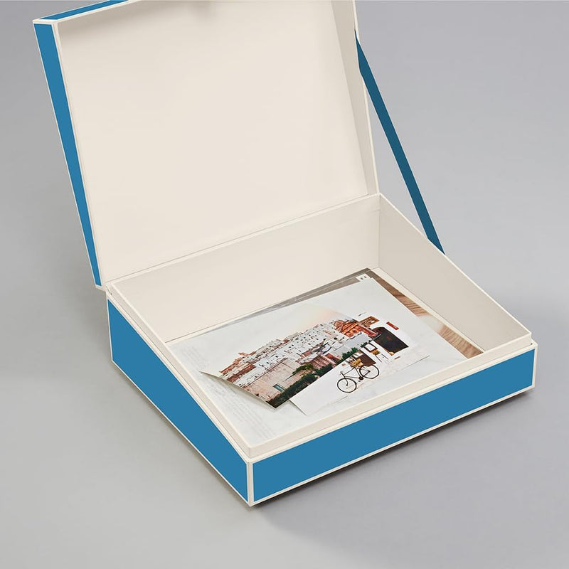 Semikolon 364102 Dokumentenbox – Aufbewahrungs-Box für Dokumente A4 – 31,5 x 26 x 10 cm – azzurro he