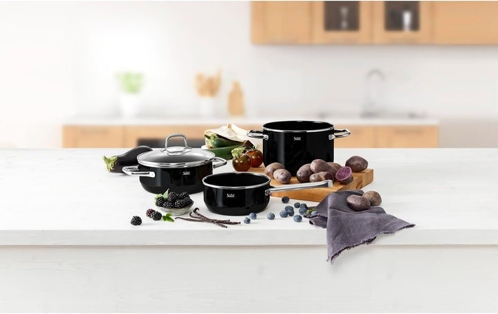 Silit Elegance Line Topfset Induktion 4-teilig, Kochtopf Set mit Glasdeckel, Silargan Funktionskeram