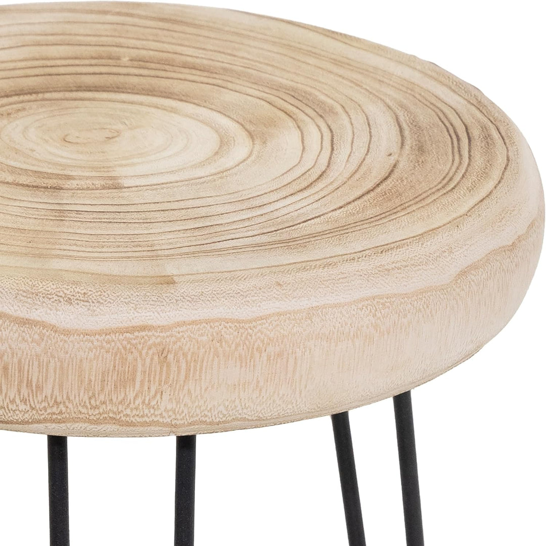 Spetebo Holz Blumenhocker Natur mit 3 Beinen - 32 cm - Massivholz Pflanzenständer rund naturbelassen