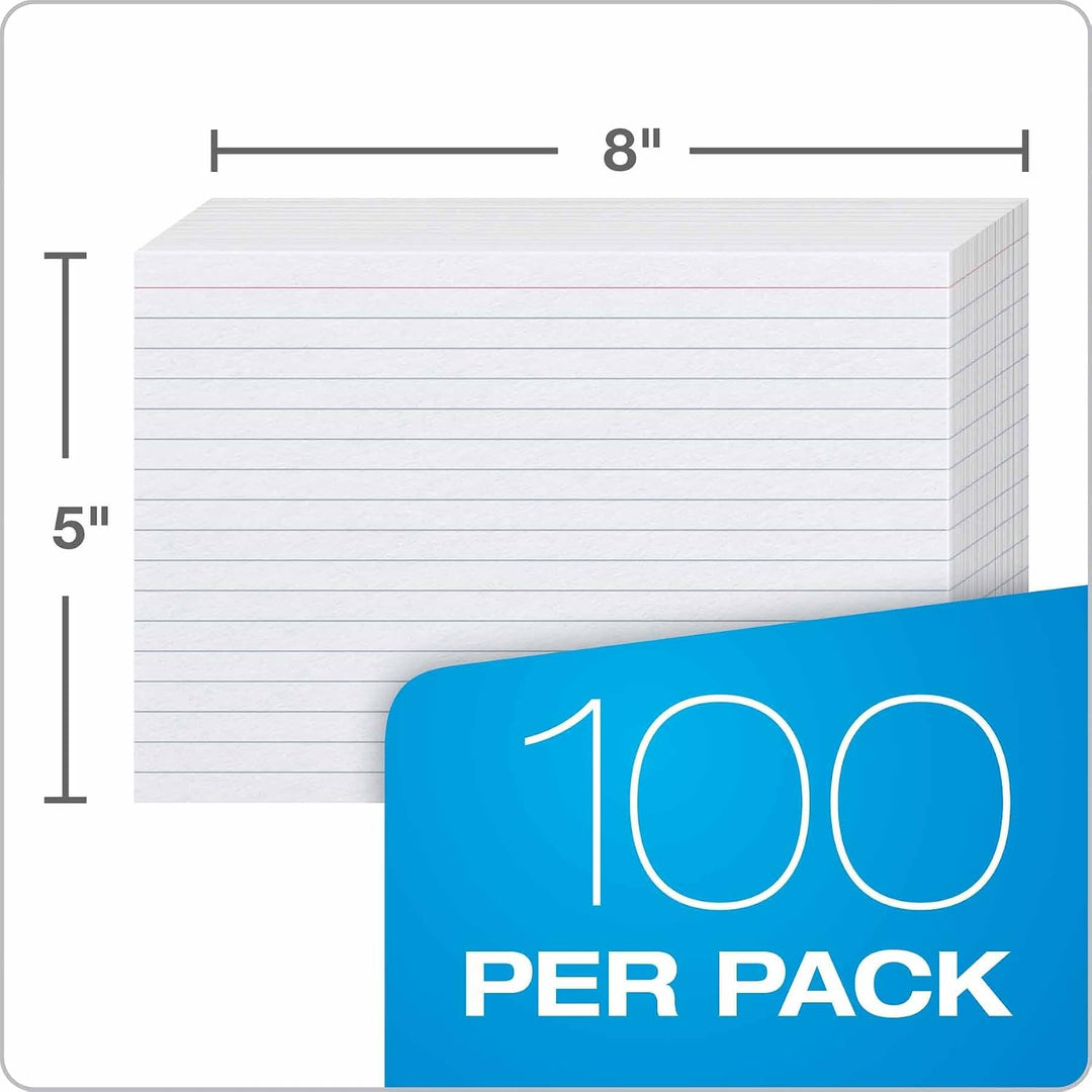 Oxford 51EE Karteikarten, liniert, 12,7 x 20,3 cm, Weiss, 500 Karten (5 Packungen à 100 Stück) (51)