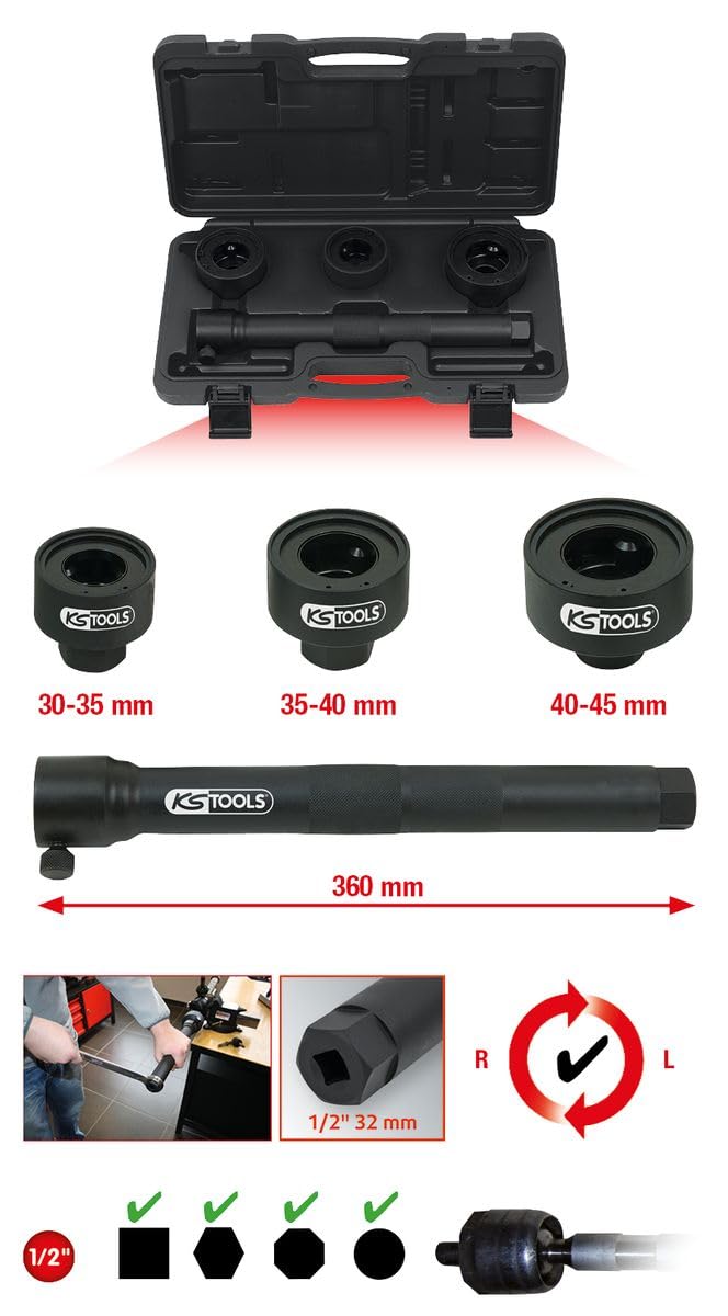 KS Tools 150.1125 Axialgelenk-Spezialschlüssel-Satz, 4-tlg