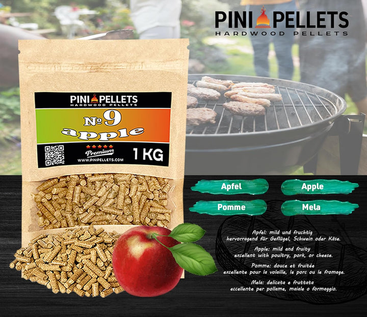PINI Naturholzpellets Set 4X 1 kg für BBQ und Grillen Auswahl aus 4 Sorten - Eichenpellets Nr 2, BBQ