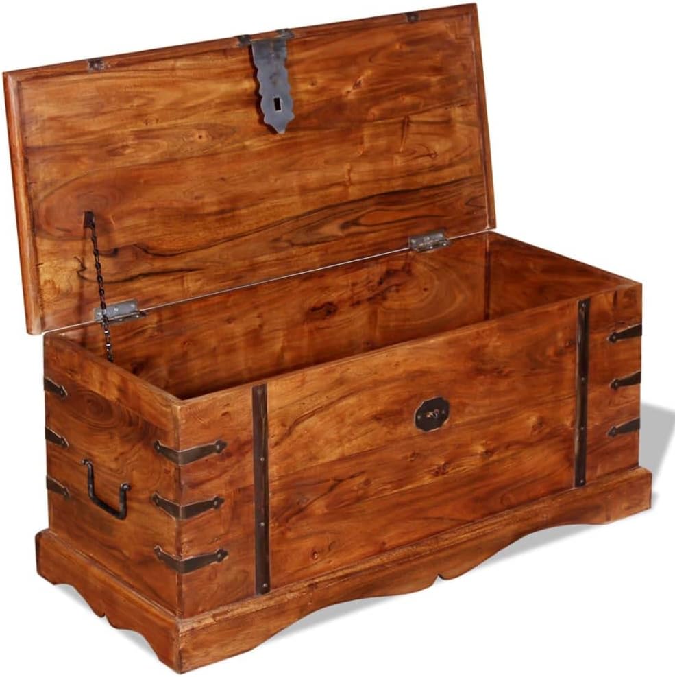 vidaXL Massivholz Aufbewahrungstruhe Holztruhe Couchtisch Beistelltisch Vintage Braun 1, Braun 1