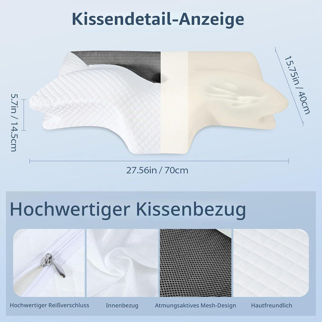 HOMCA Orthopädisches Kissen Memory Foam Nackenstützkissen für HWS Ergonomisches Kopfkissen für Rücke