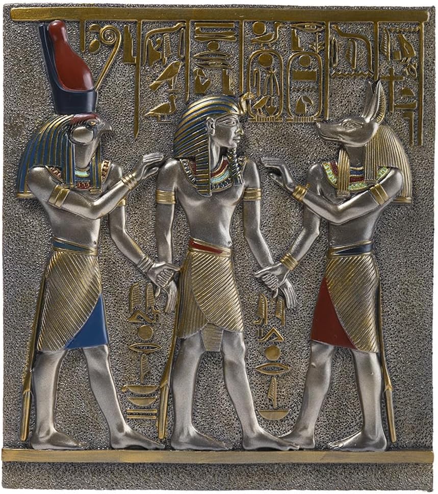Lachineuse - Ägyptisches Bas-Relief 28 x 25 cm – ägyptischer Rahmen mit Pharaonen & Hieroglyphen – Ä