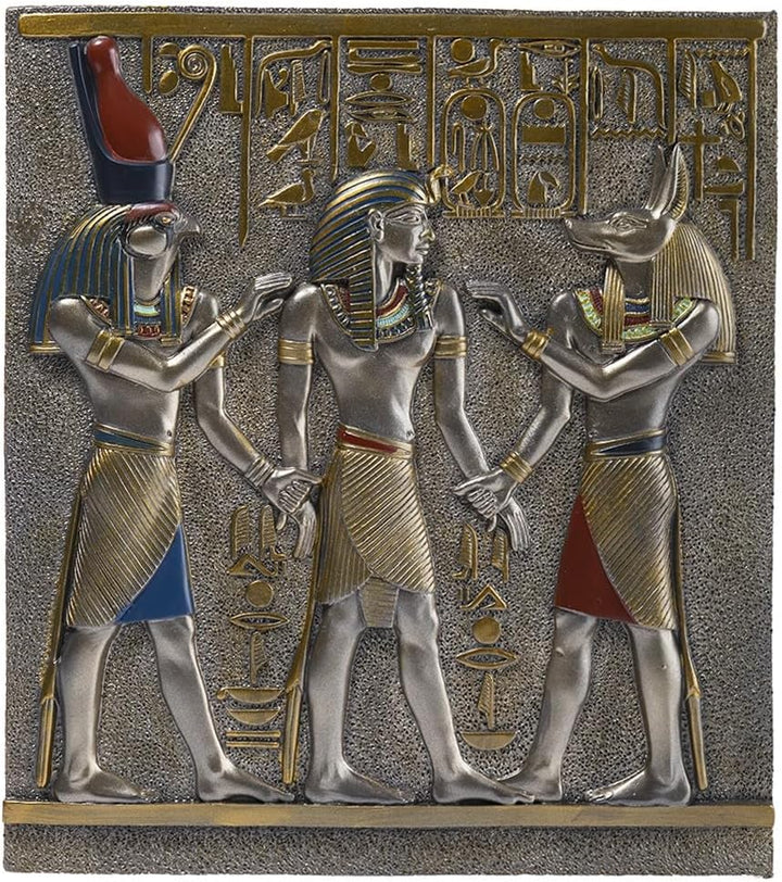 Lachineuse - Ägyptisches Bas-Relief 28 x 25 cm – ägyptischer Rahmen mit Pharaonen & Hieroglyphen – Ä