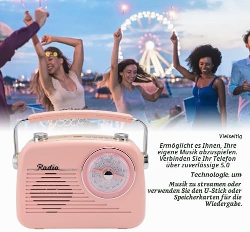 Tragbares Retro-Radio, AM-FM-Radio mit Bluetooth, Kurzwellenradio, Batteriebetrieben oder mit Wechse