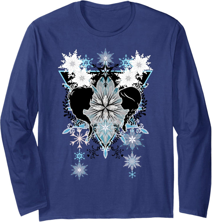 Disney Frozen Elsa And Anna Profile Silhouettes Snowflake Langarmshirt