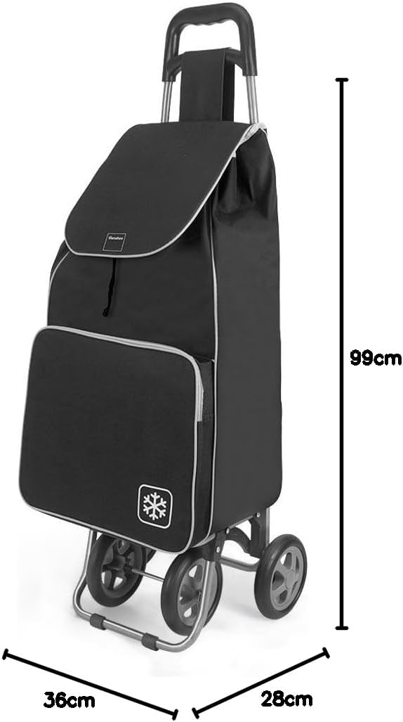 METALTEX CARRO COMPRA 4R. Bolsa FRIGO 'Aloe' Negro, Detailed in The Description, schwarz, Zentimeter