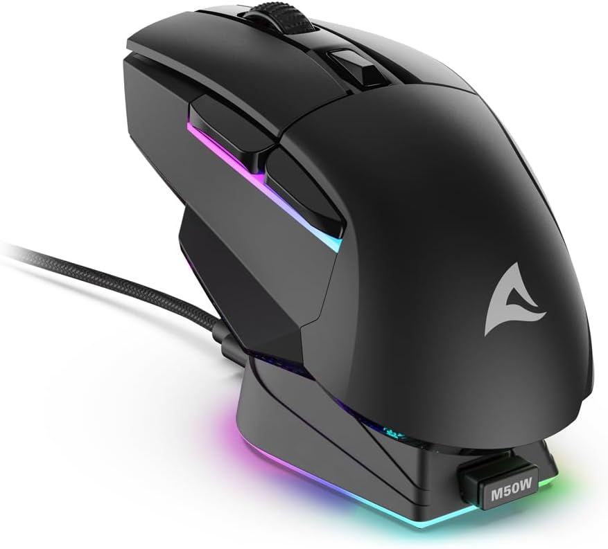 Sharkoon Skiller SGM50W Black, Wireless Optical Gaming Maus, RGB, PBT Button