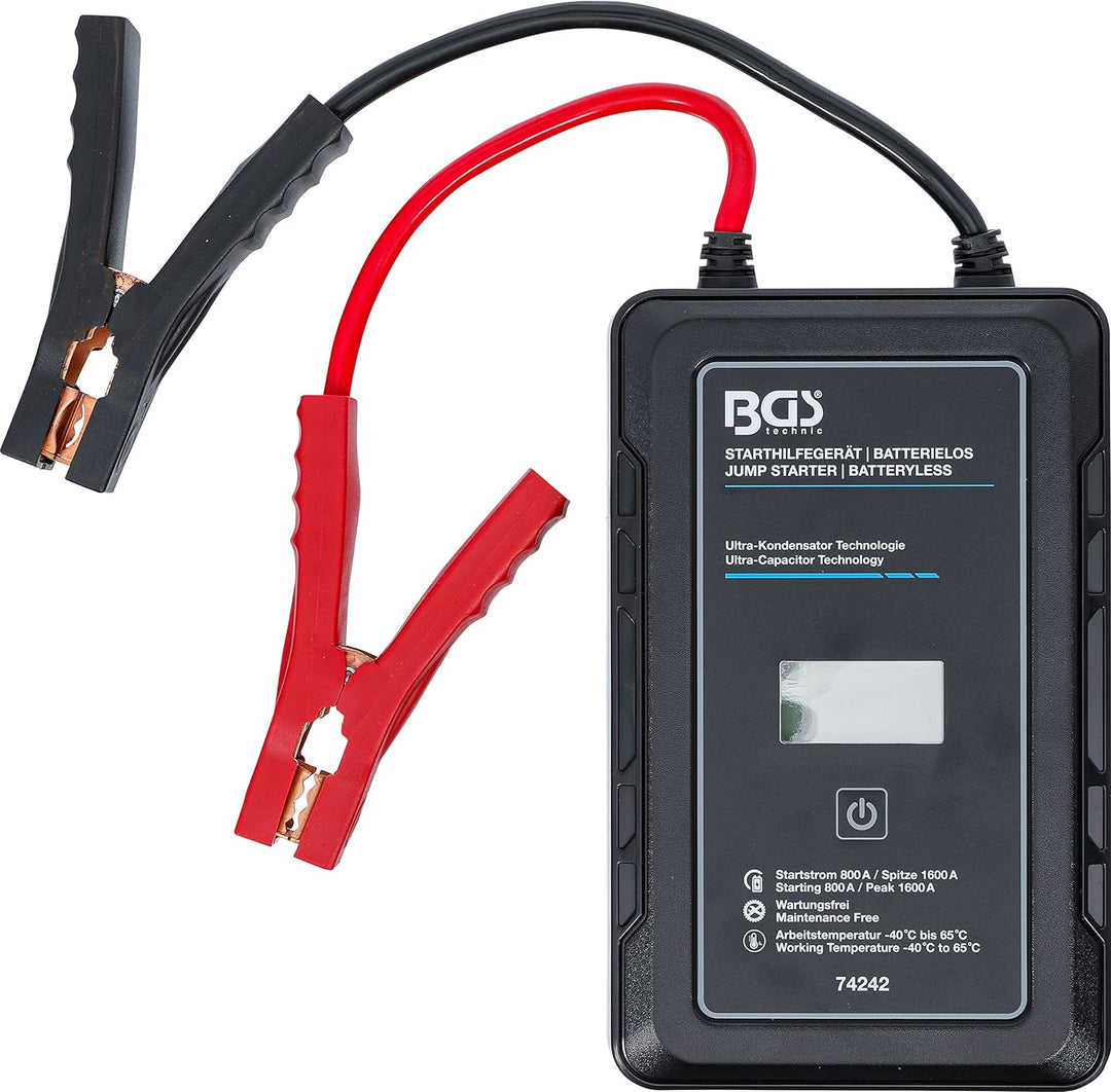 BGS 74242 | Starthilfegerät | Batterielos | mit Ultra-Kondensator Technologie | 12 V / 800 A / 1600