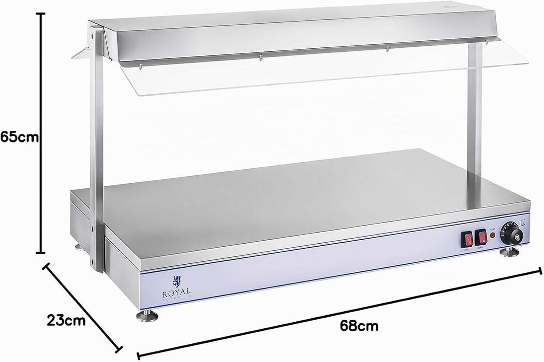 Royal Catering RCHP-120 Warmhalteplatte 2.000 W Arbeitsfläche 120 x 50 cm Edelstahl 4 Halogenlampen