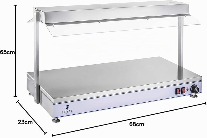 Royal Catering RCHP-120 Warmhalteplatte 2.000 W Arbeitsfläche 120 x 50 cm Edelstahl 4 Halogenlampen