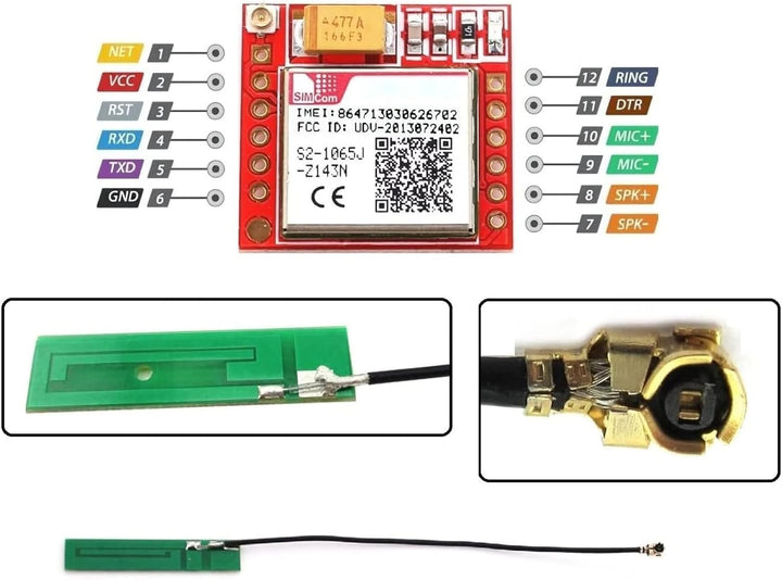 ARCELI 2 x GPRS GSM Module, Breakout Modul TTL serielle Schnittstelle 3.7~4.2V Quad-Band 850/900/180