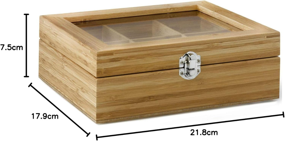 Bredemeijer kleine helle Teebeutel-Kiste mit 6 Fächer und Sichtfenster ca. 20 cm lang
