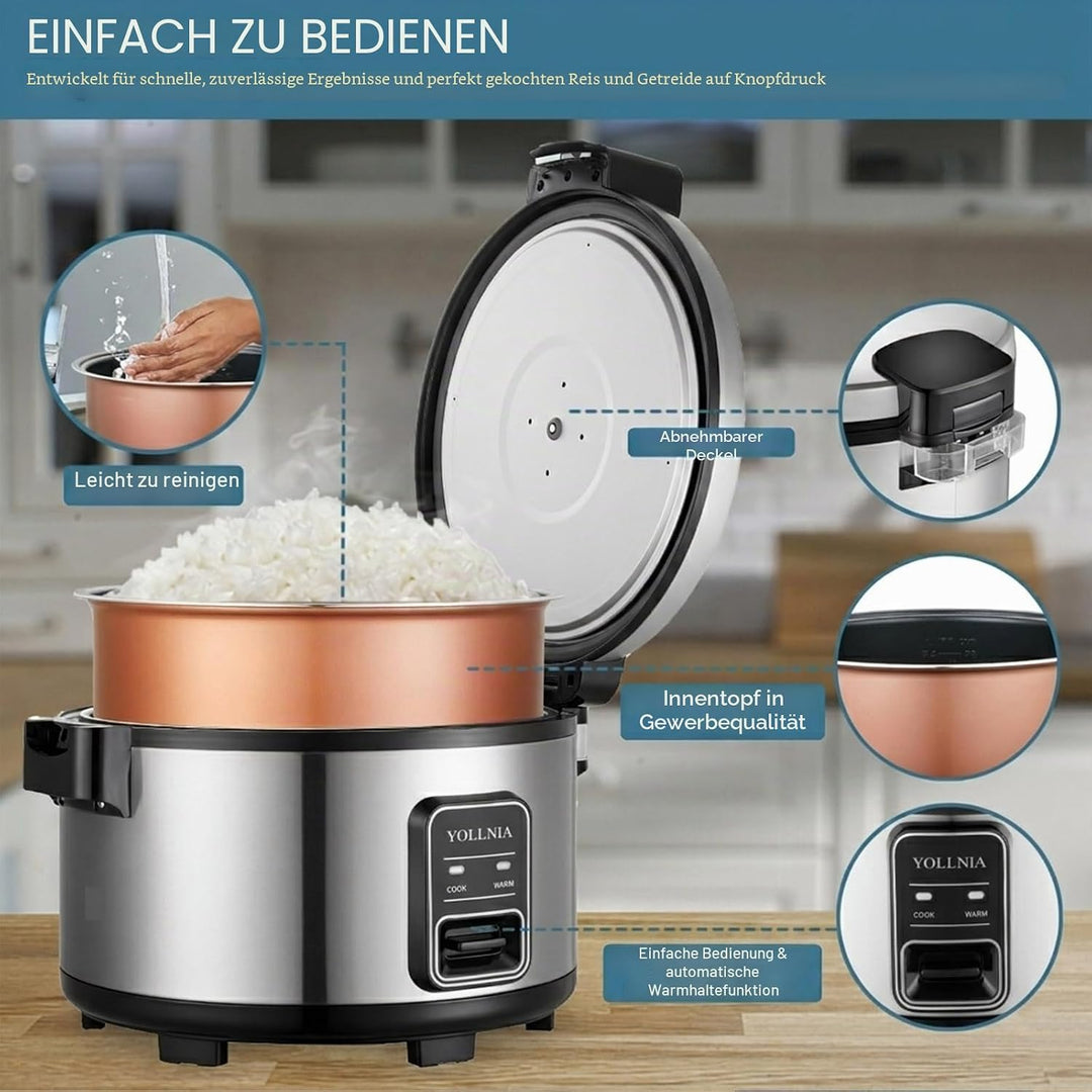 11L Liter Gewerblich Reiskocher für 20-25 Personen, Messbescher &amp; Reislöffel, mit Antihaftbeschichtu