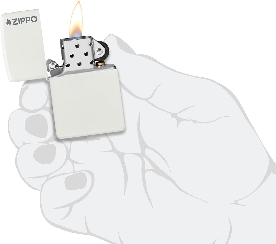 Zippo Feuerzeug 60001270 Log Benzinfeuerzeug, Messing, White Matte 1 - Pack, 1 - Pack
