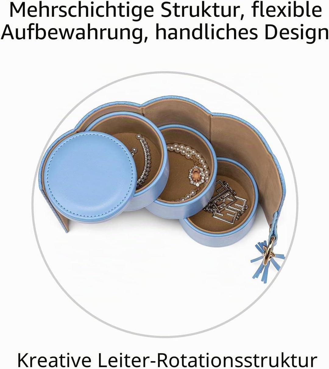 Vlando Weihnachtsgeschenke für Mutter, Frauen, Ehefrau – Reise-Schmuck-Oragnizer, 3-lagige Schmuck-A