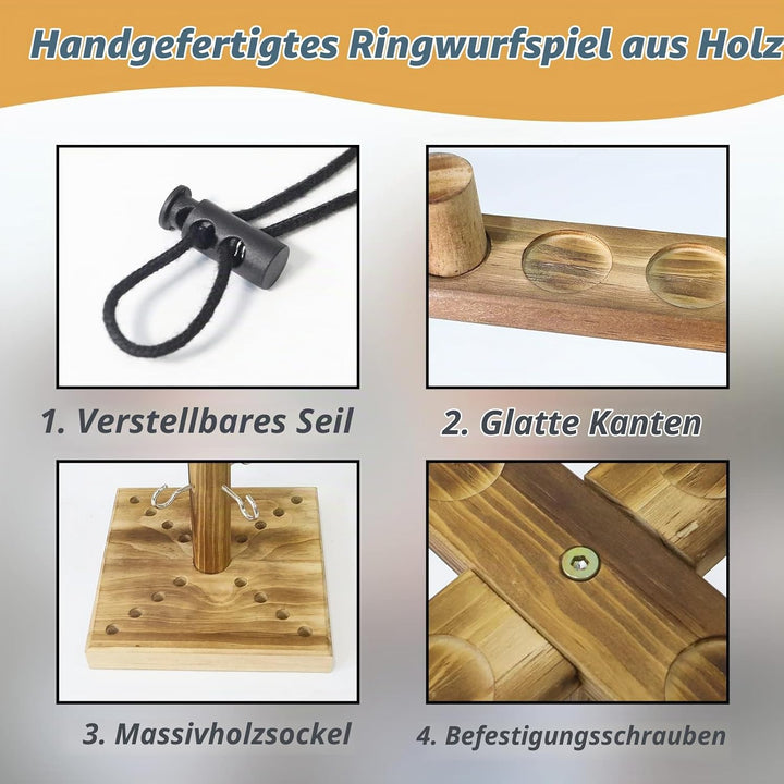 Ring Toss Game Ringwurfspiel für Erwachsene, ZAKVOP Hook Spiel 4 Spieler Ring Toss Hook mit Punkteta