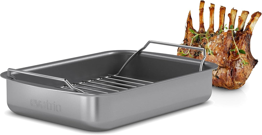 Eva Trio | Professionell Bräter mit Rost 26x19 cm keramischer Slip-Let®-Antihaftbeschichtung |Mit ih