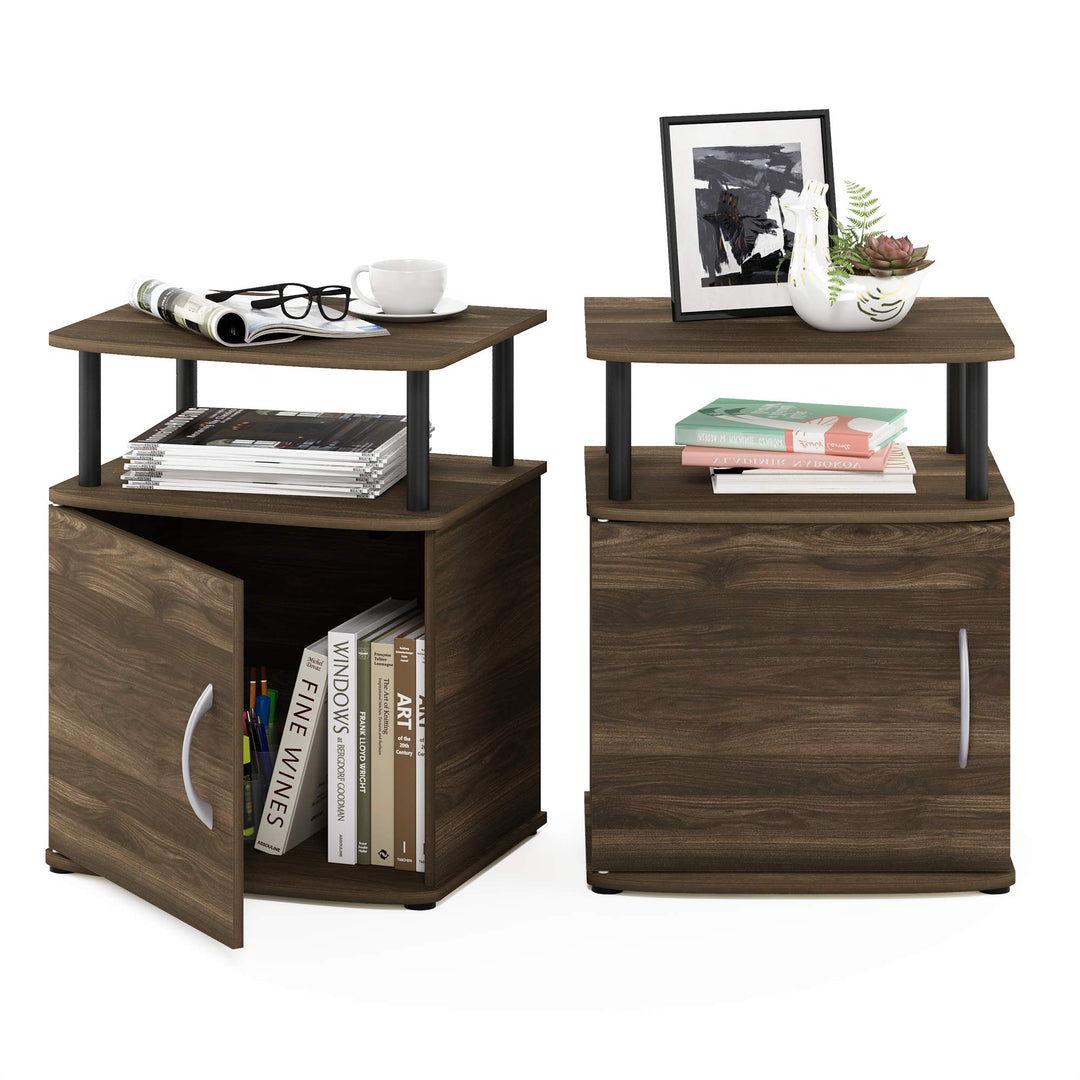 Furinno JAYA Utility Design Beistelltisch, Nachttisch, Columbia Walnuss/Schwarz, 2er Set, 48 (B) x 6