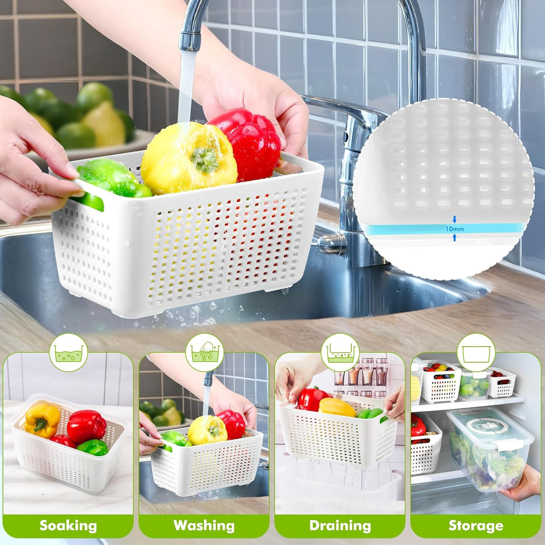 Luxear Frischhaltedosen für Gemüse Obst Aufbewahrung Kühlschrank, 3Set (4L+1,7L+0,5L) BPA Frei Frisc