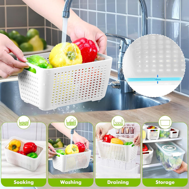 Luxear Frischhaltedosen für Gemüse Obst Aufbewahrung Kühlschrank, 3Set (4L+1,7L+0,5L) BPA Frei Frisc