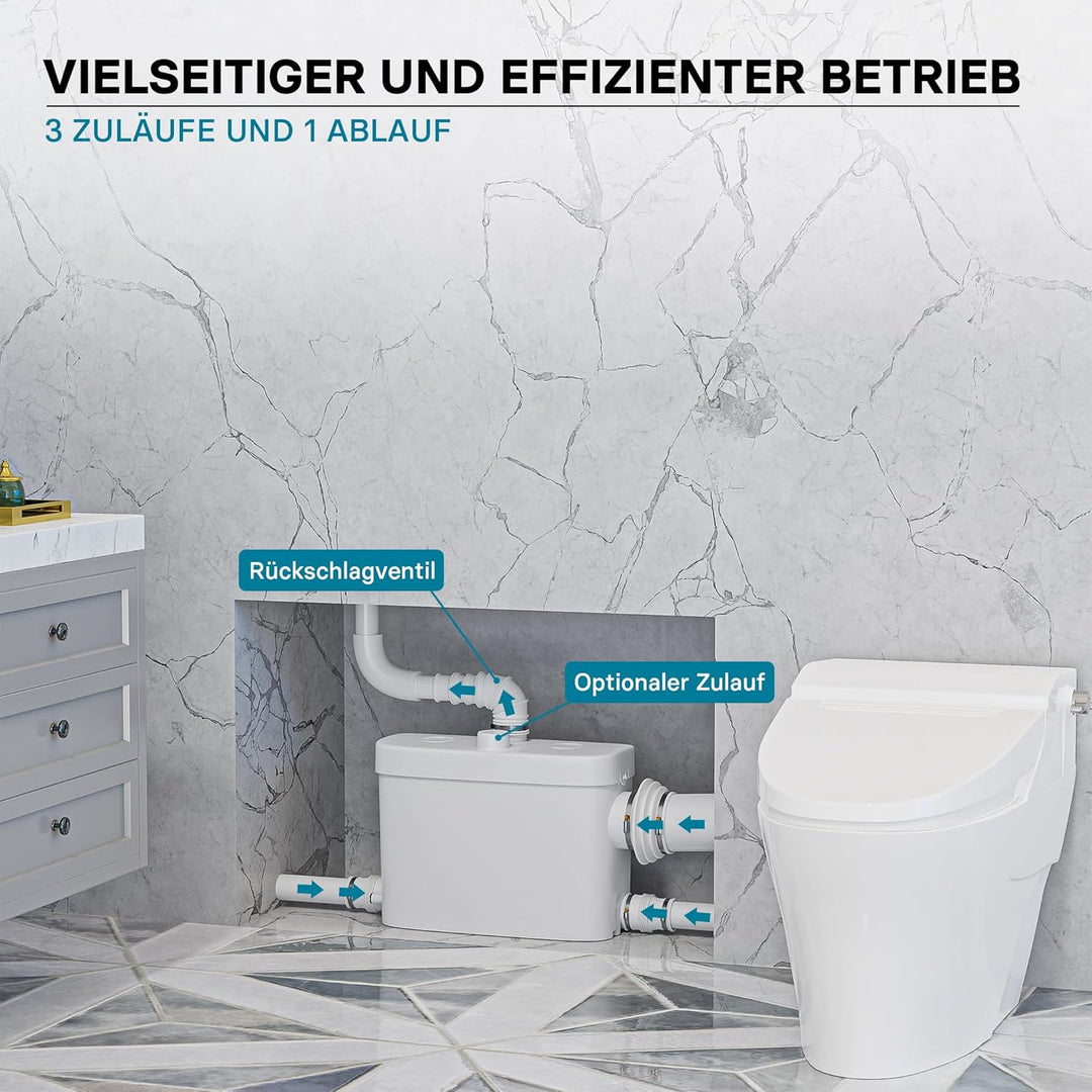 XPOtool 3/1 Kleinhebeanlage mit seitlichem Anschluss, Hebeanlage 450 W mit Häcksler, Abwasserhebeanl