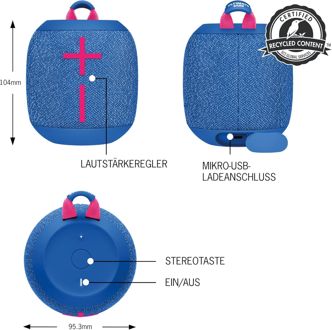 Ultimate Ears WONDERBOOM 3 Portable Bluetooth Speaker, Rich Bass 360 Degree Sound, Waterproof, Dustp
